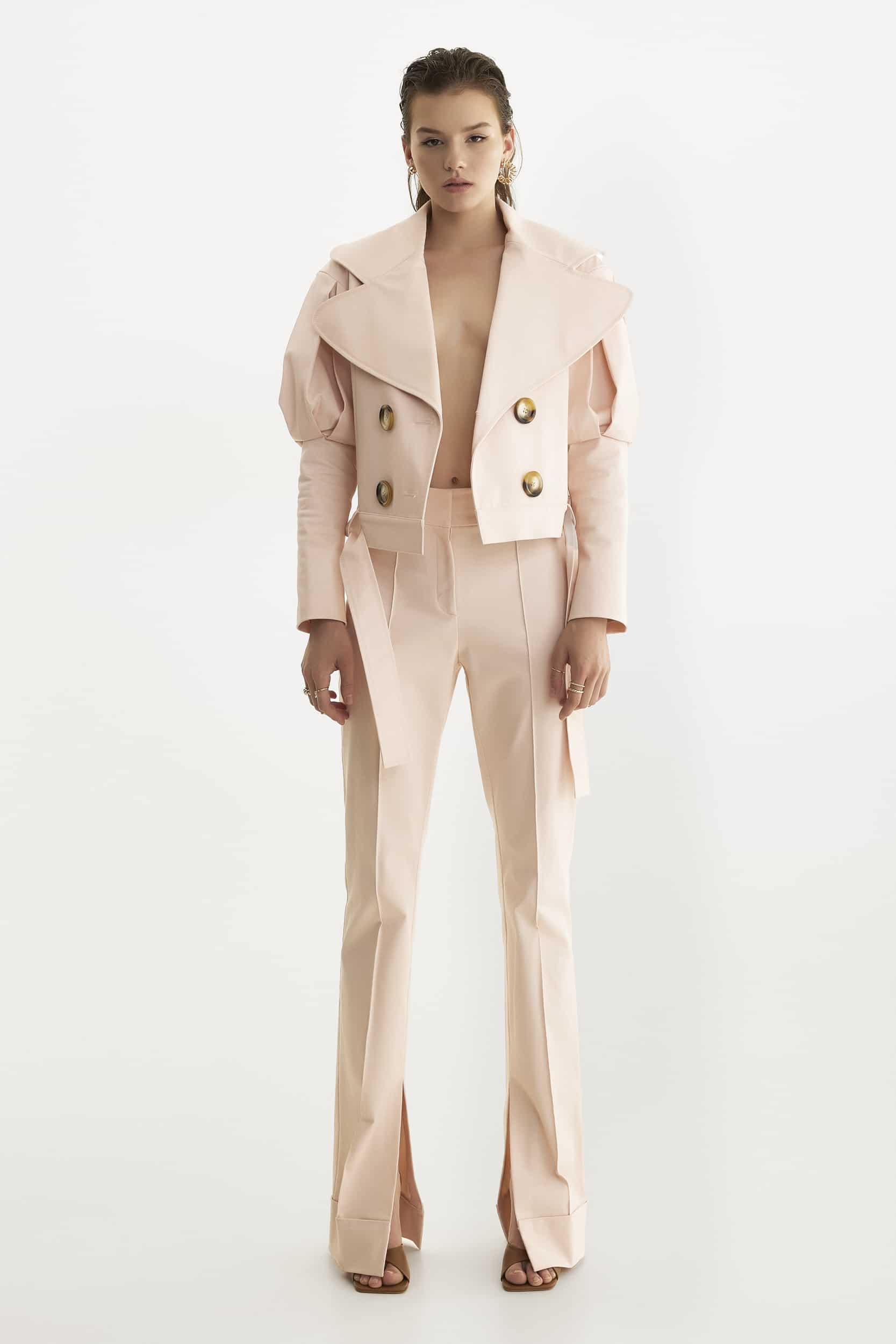 Statement jacket with oversized lapels in  pink